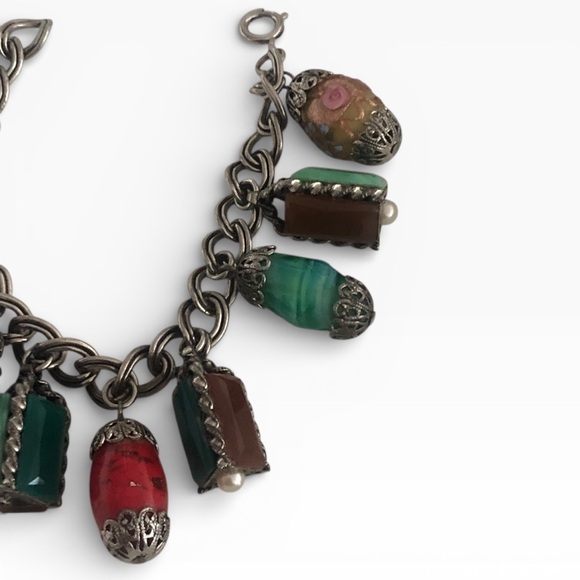 Vintage Art Glass Charm Bracelet - Picture 6 of 8